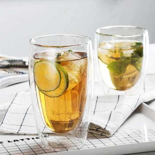 Double Wall Glass Heat Resistant Clear Coffee Glass Cups- 450ml